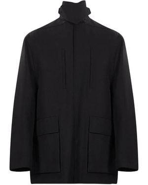 Rick Owens Funnel-Neck Multi-Pocket Coat - Black