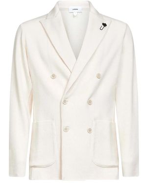 Lardini Virgin Wool Double-Breasted Blazer - White