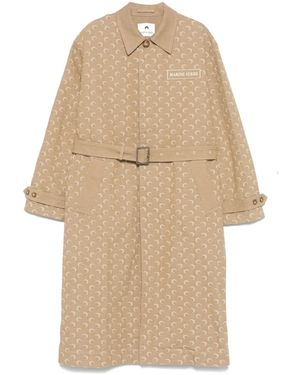 Marine Serre Moonogram-Pattern Twill Coat - Natural