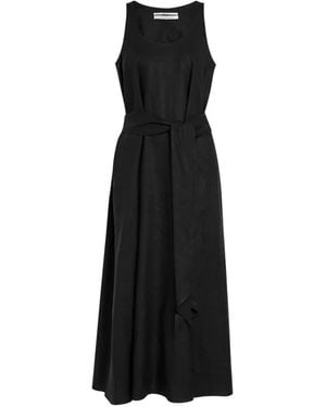 Another Tomorrow Belted Midi Dress - Black