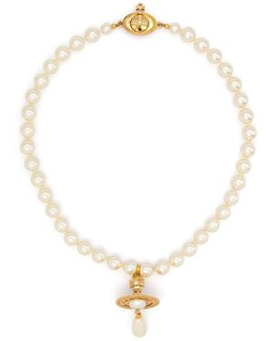 Vivienne Westwood One Row Pearl Drop Choker - White