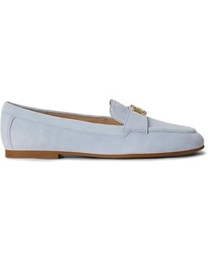Ralph Lauren Averi Iii Logo-Plaque Suede Loafers - White