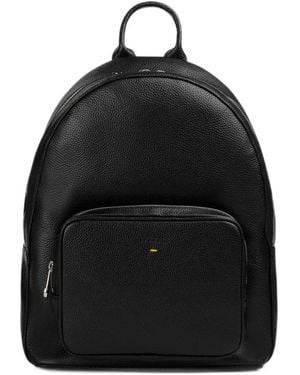 Doucal's Tumbled Leather Backpack - Black