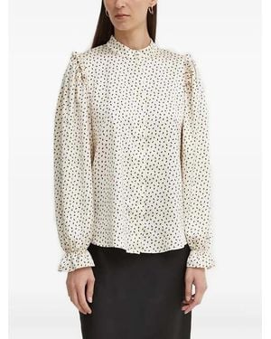 Bruuns Bazaar Ruffled Print Blouse - White
