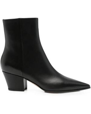Gianvito Rossi Pointed-Toe Block-Heel Ankle Boots - Black