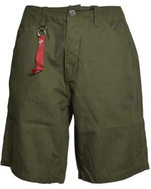 Alpha Industries P41 Hbt Logo-Print Bermuda Shorts - Green