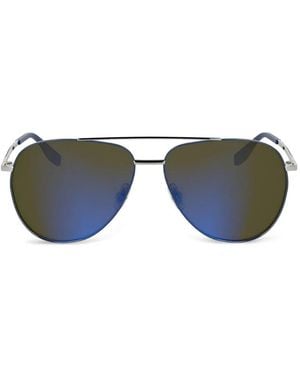 KARL LAGERFELD Double-Bridge Pilot-Frame Sunglasses - Metallic