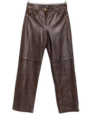 Max Mara Pesca Leather Trousers - Grey
