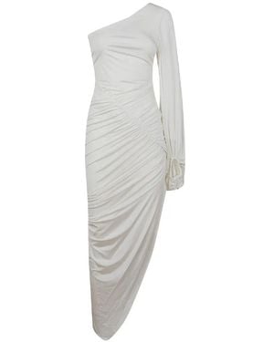 Amen One-Shoulder Ruched Maxi Dress - White