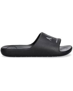 ARMANI EXCHANGE Logo-Print Slides - White