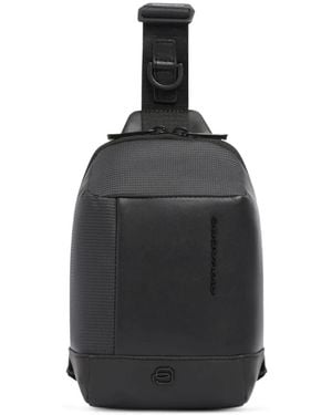 Piquadro Logo-Debossed Messenger Bag - Black