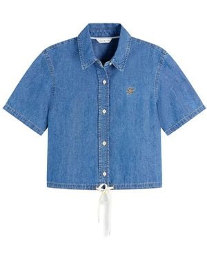 Tommy Hilfiger Drawstring-Hem Short-Sleeve Shirt - Blue