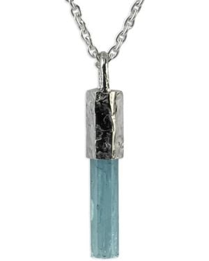Parts Of 4 Sterling Talisman Aquamarine Necklace - Blue