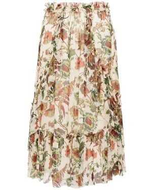 Ulla Johnson Freesia Tiered Silk Skirt - Natural