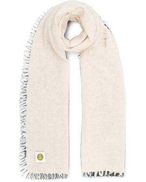 V von Goat Frayed-Edge Scarf - White
