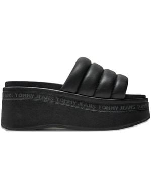 Tommy Hilfiger Quilted Platform Sandals - Black