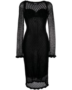 Blumarine Floral-Appliqué Knitted Top - Black