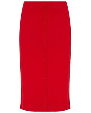 Victoria Beckham Button-Front Fitted Skirt - Red
