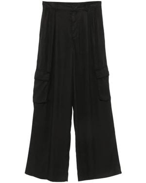 Iceberg Satin-Finish Cargo-Pocket Palazzo Pants - Black
