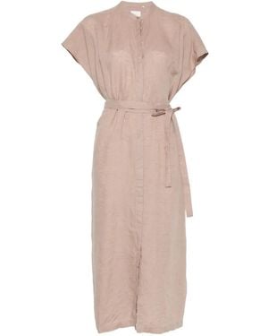 Xacus Nico Belted Cap-Sleeve Midi Dress - Pink