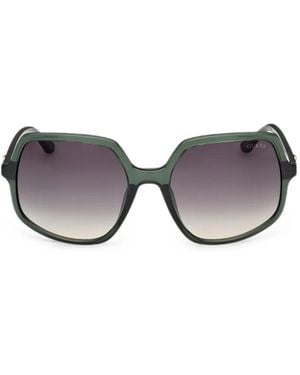 Guess Geometric-Frame Sunglasses - Gray