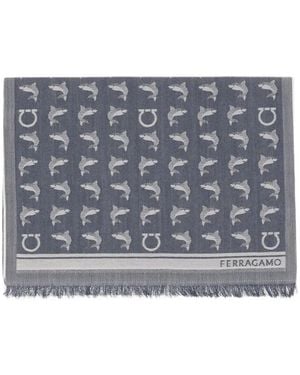Ferragamo Shark Print Jacquard Scarf - Gray