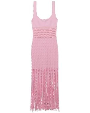 Jonathan Simkhai Brionne Fringed-Hem Dress Midi - Pink