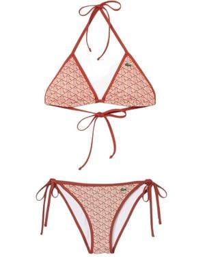 Lacoste Geometric-Print Bikini - Pink
