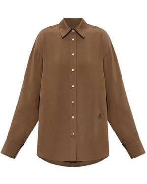 Isabel Marant Fabriza Logo-Embroidered Long-Sleeved Shirt - Brown