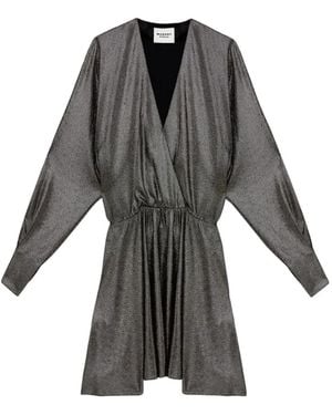Isabel Marant Metallic Wrap-Style Mini Dress - Gray