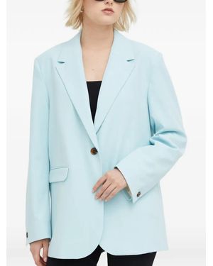 Samsøe & Samsøe Notched-Lapel Buttoned Blazer - Blue