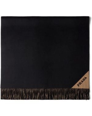 Prada Jacquard-Logo Cashmere Scarf - Black