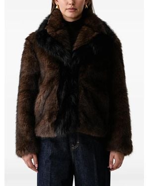 Kaos Contrast-Trim Artificial Fur Jacket - Black
