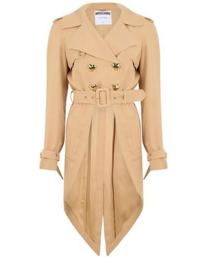 Moschino Double-Breasted Heart-Button Coat - Natural
