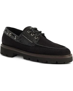 Giuseppe Zanotti Mocassini Da Barca Con Effetto Coccodrillo - Nero
