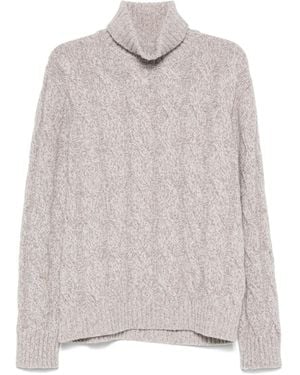 Eleventy Turtleneck Cable-Knit Jumper - White