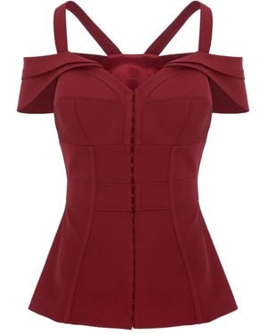 Murmur Candy Off-Shoulder Corset Top - Red