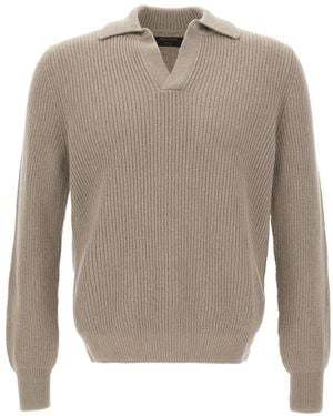 Gran Sasso Ribbed-Knit Jumper - Grey