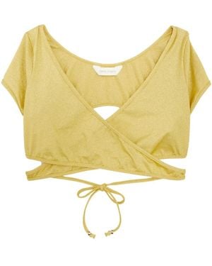 Palm Angels Wrap-Around Lurex Bikini Top - Yellow