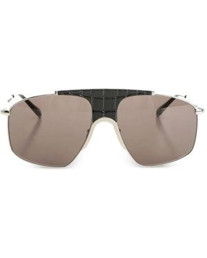 Alaïa Crocodile-Effect Pilot Sunglasses - Grey