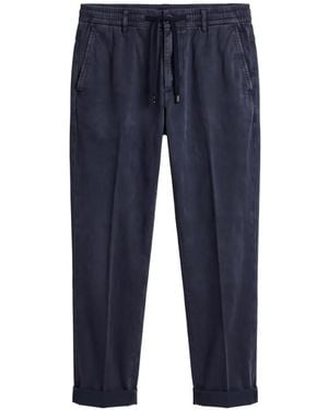 Peserico Drawstring-Waistband Turned-Up Straight-Leg Pants - Blue