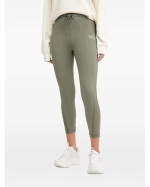 EA7 Logo-Print Drawstring-Waist Leggings - Green