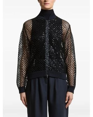 Peserico Chaqueta Bómber De Rejilla Con Lentejuelas - Negro