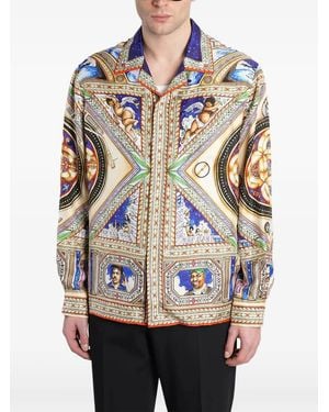 CASABLANCA Cuban-Collar Print Shirt - White