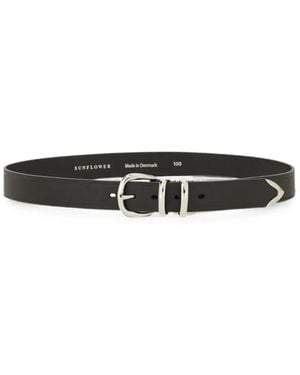 sunflower Leather Buckle-Fastening Belt - White