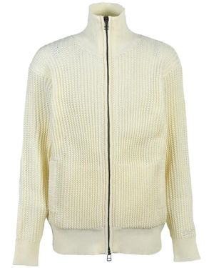 BREATH Ribbed-Knit Zip-Up Cardigan - White