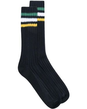 Sacai Striped-Trim Ribbed Socks - Blue