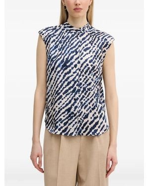 MARC AUREL Abstract-Print Sleeveless Shirt - Blue