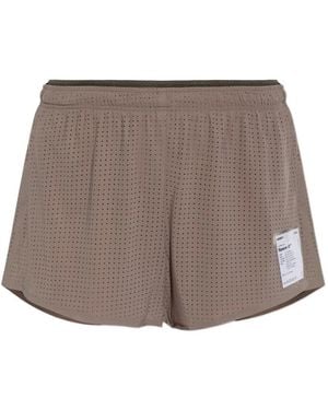 Satisfy Space-O Shorts Met Geperforeerde Details - Bruin