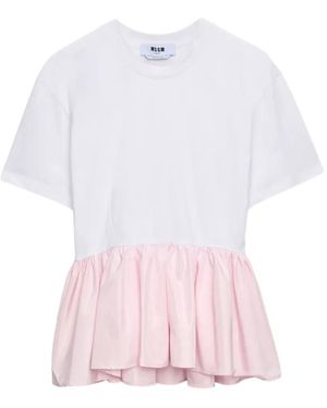 MSGM T-Shirt À Volants - Pink